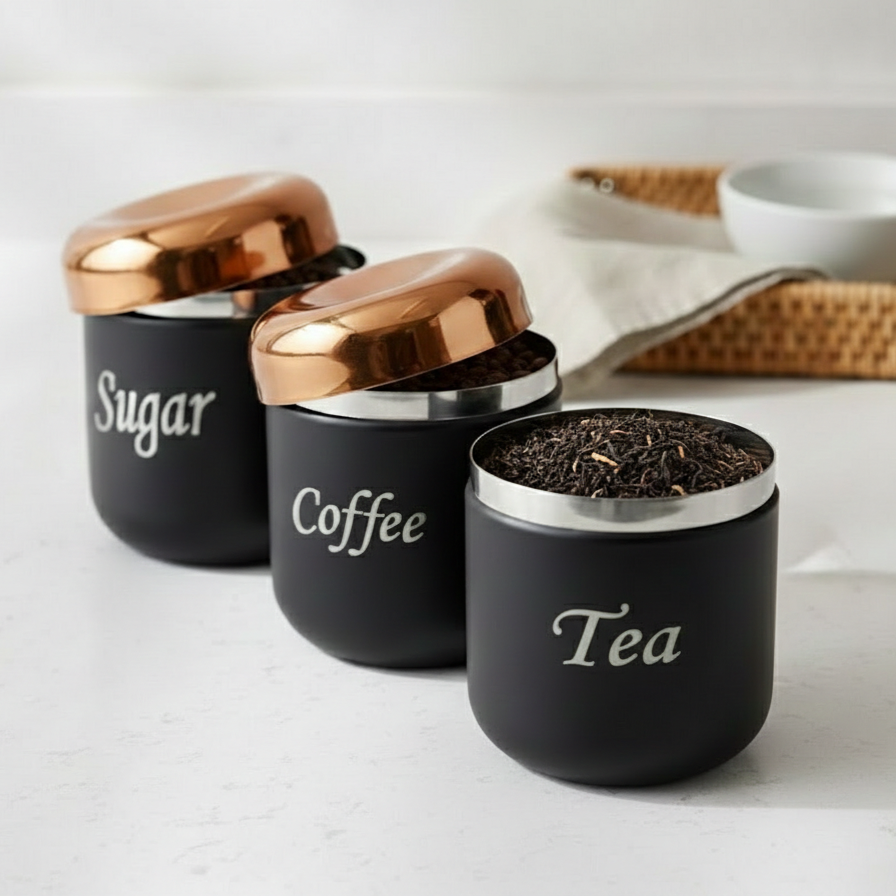 Airtight Tea Coffee Sugar Jar Set of 3