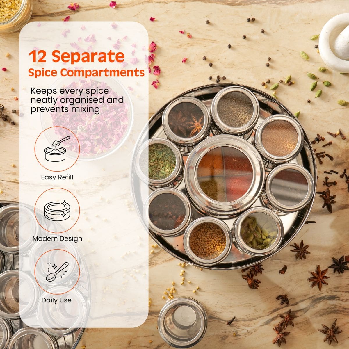 12 in 1 Stainless Steel Masala Box