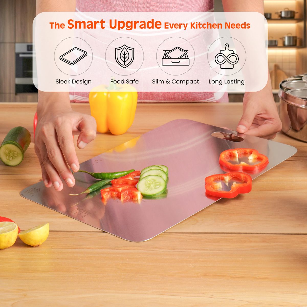 ActivLife - Regular Stainless Steel Chopping Board