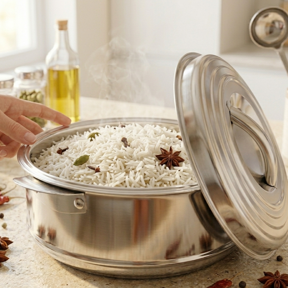 Stainless Steel Casserole with Lid (2L Capacity)
