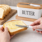 Ceramic Butter Keeper with Wooden Lid & Steel Knife