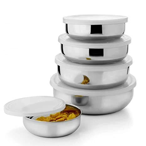 Stainless Steel Kitchen Bowl Set with Lids - Set of 5 Pcs