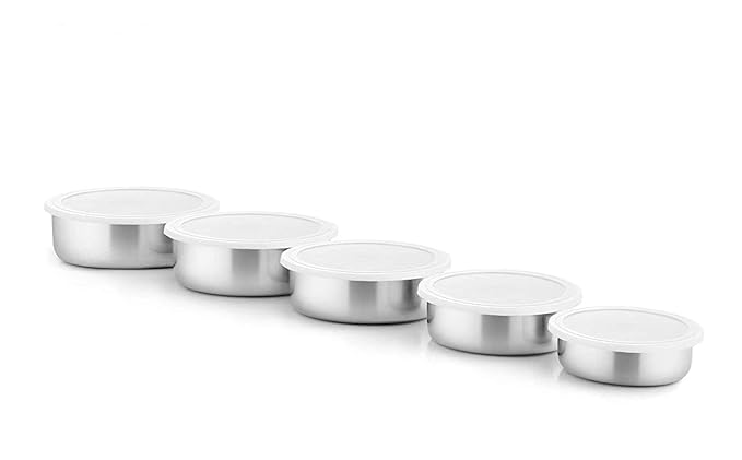Stainless Steel Kitchen Bowl Set with Lids - Set of 5 Pcs