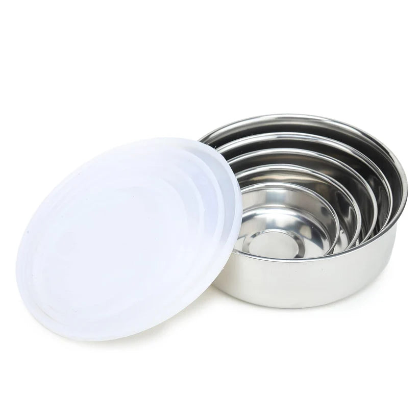 Stainless Steel Kitchen Bowl Set with Lids - Set of 5 Pcs